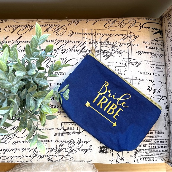 Navy Blue & Gold “Bride Tribe” Cosmetic Bag/Emergency Wedding Kit - Picture 3 of 8